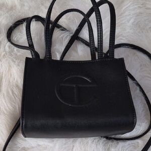 Telfar Black Mini Shopping Bag with Embossed Logo